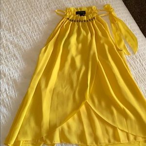 Very Cute Yellow Halter with Bead and Tie Details